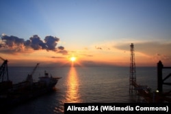 The sun sets on Iran's South Pars gas field.