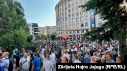 Thousands gather in Skopje participate in a protest supported by the Catholic Church, the Islamic religious community, and other religious groups.