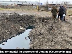 The grounds of Lviv’s oil depot after Russia’s March 26, 2022, attack on the facility.