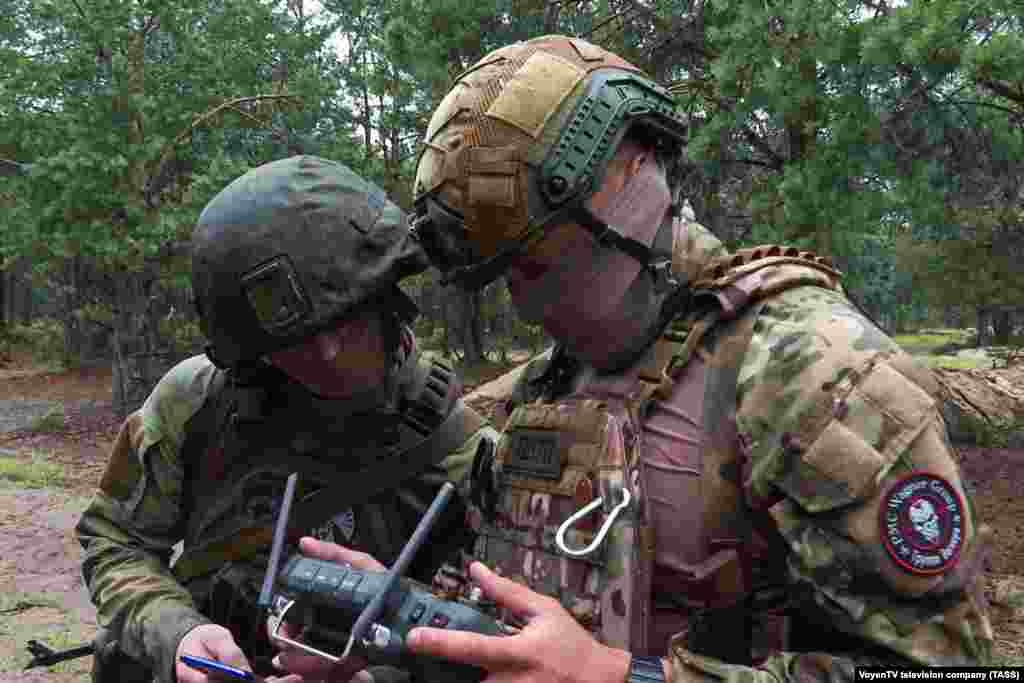 This image, of a fighter from Russia&#39;s Wagner mercenary group piloting a drone in the Brest region of western Belarus, is one of several released by Belarusian and Russian media on July 20.&nbsp;