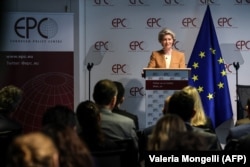 European Commission President Ursula von der Leyen delivers a keynote address in Brussels on March 30.