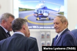 Motor Sich chief Vyacheslav Bohuslayev attends the HeliRussia 2017 International Exhibition of Helicopter Industry, at the Crocus Expo International Exhibition Center outside Moscow in May 2017.