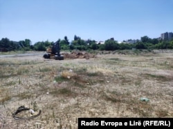 The football stadium construction site in northern Mitrovica earlier this month showed no evidence of activity.
