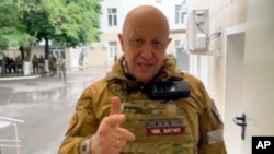 Wagner mercenary chief Yevgeny Prigozhin records a video address during his short-lived mutiny in Rostov-on-Don, Russia, on June 24.
