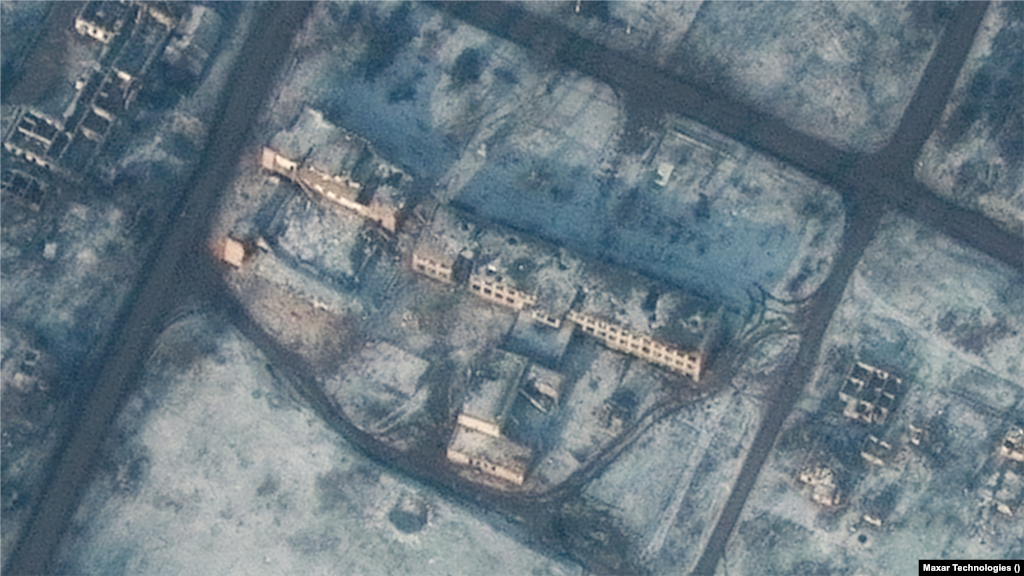 Pokrovske, a village in the Donetsk region, was occupied by Russian forces in summer 2022. The second satellite photo shows the widespread destruction of residential buildings and the only school in the village that was also hit. &nbsp;