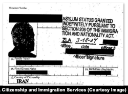 A document in Mr. X's immigration records shows that he was granted U.S. asylum in 2004.